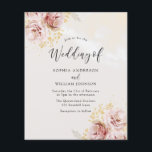 Lámina Invitación a una boda floral Rubor amigable con el<br><div class="desc">Invitación a una boda floral Rubor amigable con el presupuesto</div>
