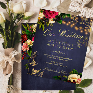 Lámina Invitación a una boda floral y elegante en inviern
