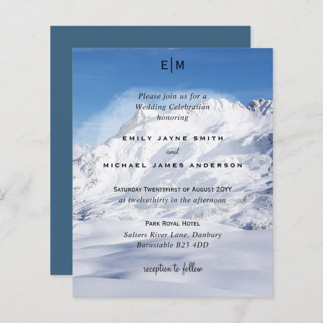 Lámina Invitación a una boda para esquiar en los Alpes de (Anverso / Reverso)