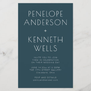 Lámina Invitación a una boda Verde azulada oscura Minimal