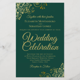 Lámina Invitación a una boda verde y de oro de Esmeralda