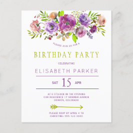 Lámina Invitación a una fiesta de cumpleaños con presupue