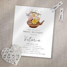 Lámina Invitación a una fiesta de té de lluvia con flores
