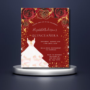 Lámina Invitación a vestir con blanco dorado rojo Quincea