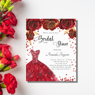 Lámina Invitación a vestir con rojo rojo para la ducha de