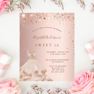 Lámina Invitación a vestir con rosa de oro dulce 16