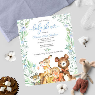 Lámina Invitación Adorable para Baby Shower en el Bosque 