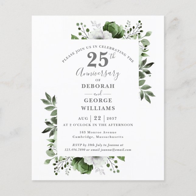 Lámina Invitación al 25º Aniversario Boda de la Floral Pr (Anverso)