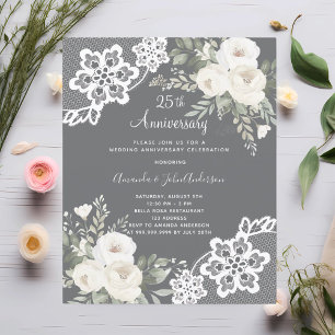 Lámina Invitación al 25º aniversario de los florales blan
