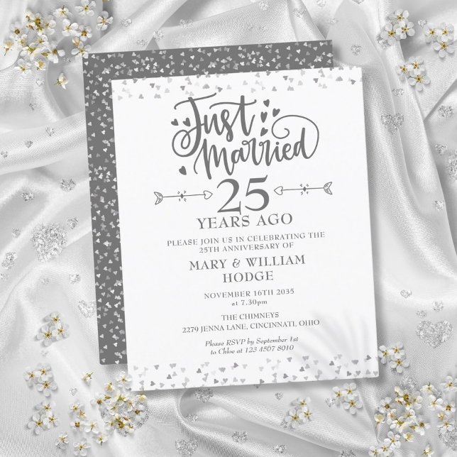 Lámina Invitación al 25º aniversario del presupuesto reci (Budget Just Married 25th Anniversary Invitation)
