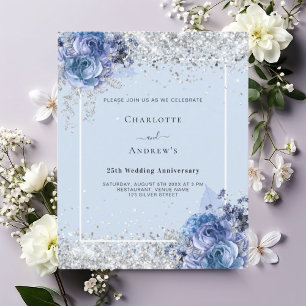 Lámina Invitación al 25 aniversario de Blue florals