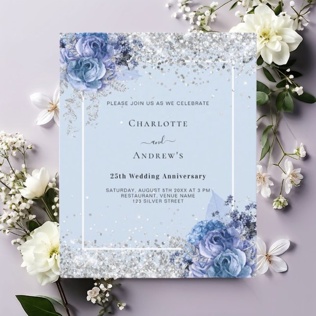Lámina Invitación al 25 aniversario de Blue florals (Subido por el creador)