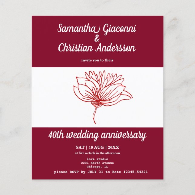 Lámina Invitación al 40º Aniversario Boda de la Floral Pr (Anverso)