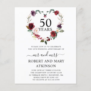 Lámina Invitación al 50 aniversario de Budget Burgundy Fl