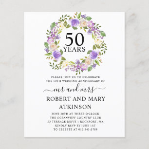 Lámina Invitación al 50 aniversario de Budget Purple Flor