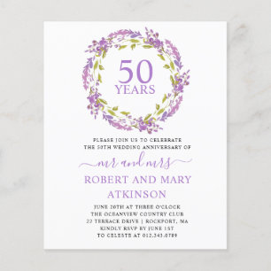 Lámina Invitación al 50 aniversario de Budget Purple Flor