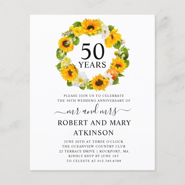 Lámina Invitación al 50 aniversario del girasol presupues (Anverso)