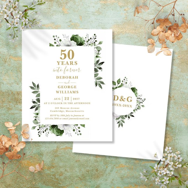 Lámina Invitación al 50° Aniversario del Oro del Presupue (Budget Gold 50th Wedding Anniversary Invitation)