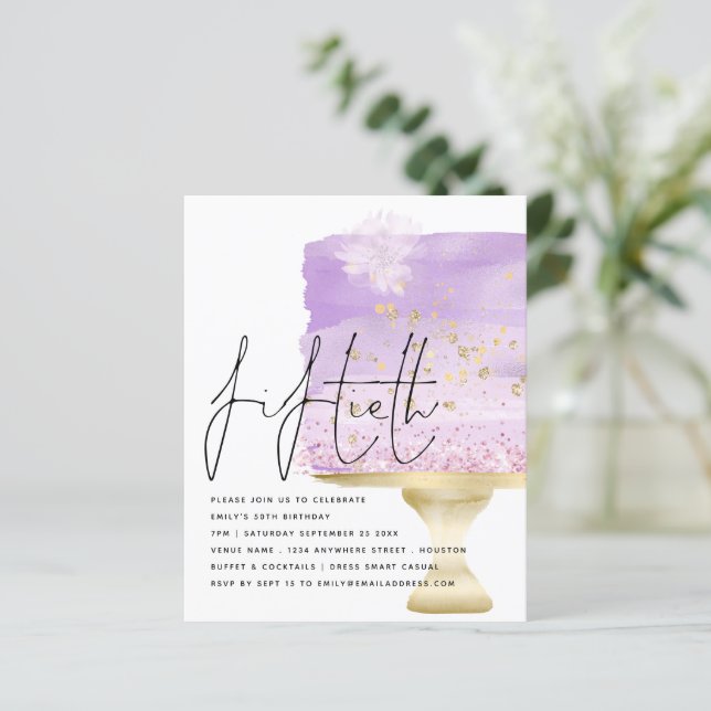 Lámina Invitación al 50° Fiesta del pastel de cumpleaños  (Anverso de pie)