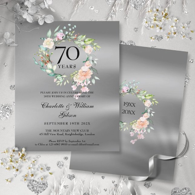 Lámina Invitación al 70º Aniversario de la Floral Presupu (Budget Floral 70th Anniversary Invitation)