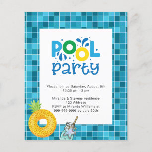 Lámina Invitación al agua azul del fiesta de la piscina p