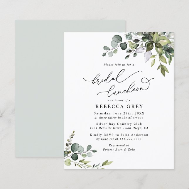 Lámina Invitación al almuerzo entre novias de Budget Eleg (Anverso / Reverso)