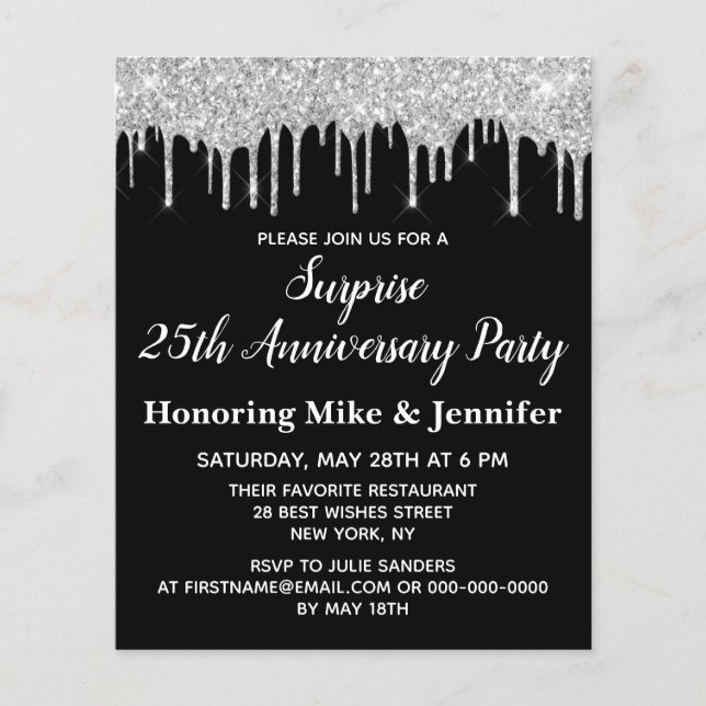 Lámina Invitación al aniversario de la sorpresa de plata  (Anverso)