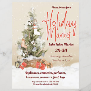 Lámina Invitación al árbol de navidad del mercado de vaca