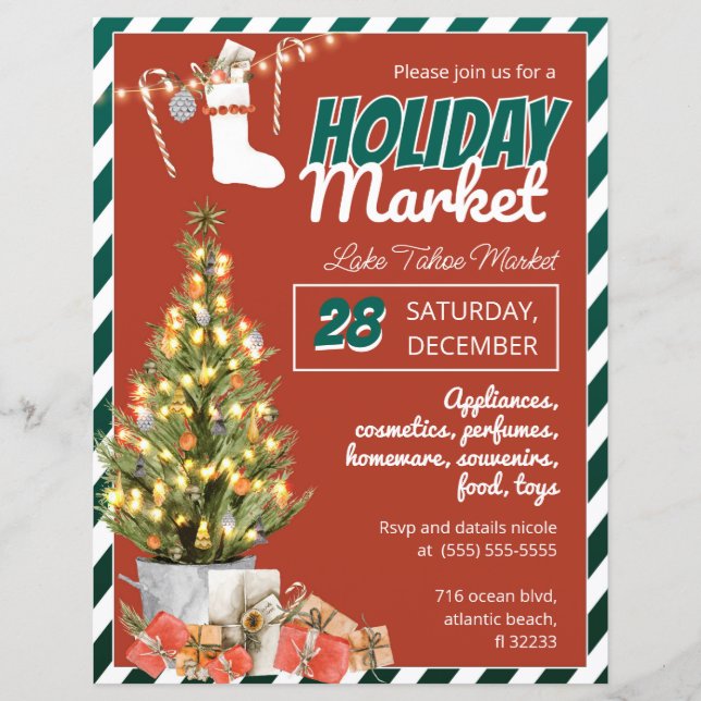 Lámina Invitación al árbol de navidad del mercado de vaca (Anverso)