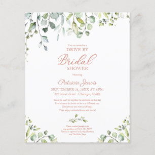 Lámina Invitación al baby shower de Greenery Drive By con