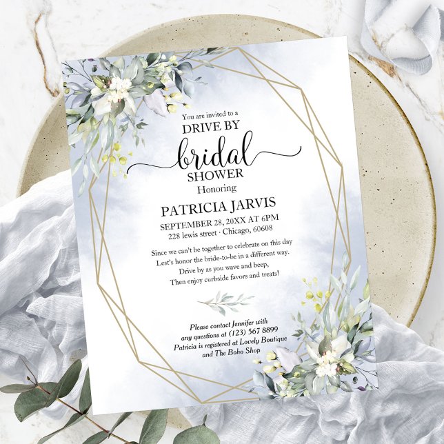 Lámina Invitación al baby shower de Greenery Drive con pr (Subido por el creador)