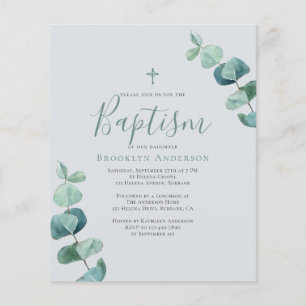 Lámina Invitación al bautismo de ecología de eucalipto de