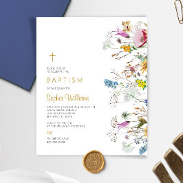 Lámina Invitación al bautismo de flores silvestres del bo