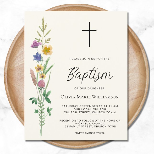 Lámina Invitación al bautismo de flores silvestres presup (Subido por el creador)