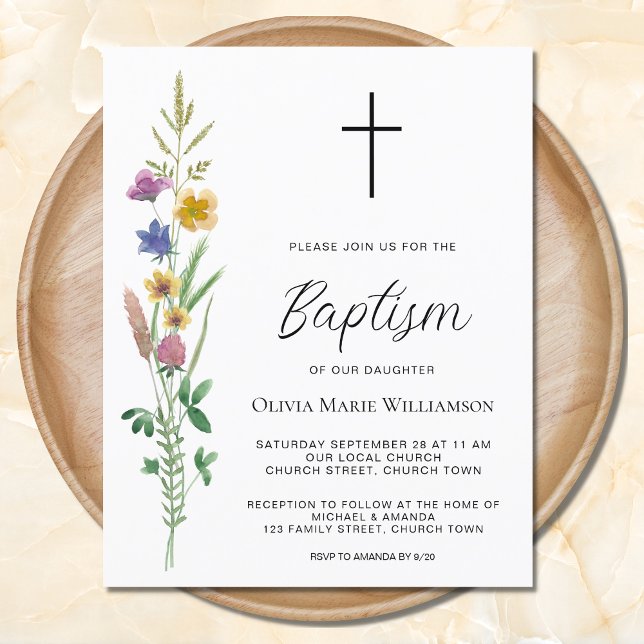 Lámina Invitación al bautismo de flores silvestres presup (Subido por el creador)