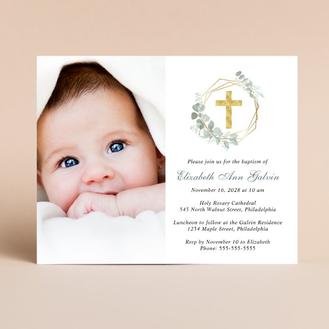 Lámina Invitación al bautismo de la cruz de oro Eucalyptu (Subido por el creador)