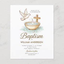 Lámina Invitación al bautismo de la cruz floral azul del