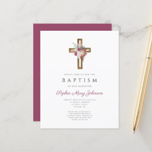 Lámina Invitación al bautismo de la Cruz Roja Floral Pres