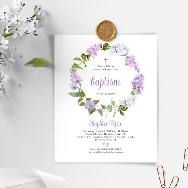Lámina Invitación al bautismo de las flores de lino rusti (Subido por el creador)
