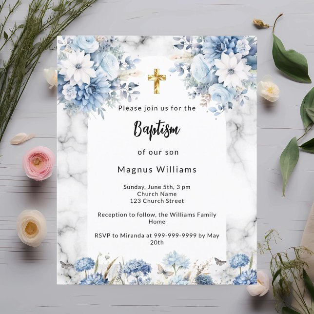 Lámina Invitación al bautismo en arco de mármol de flores (Subido por el creador)