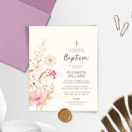 Lámina Invitación al bautismo en el jardín de flores silv