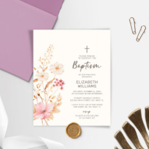Lámina Invitación al bautismo en el jardín de flores silv
