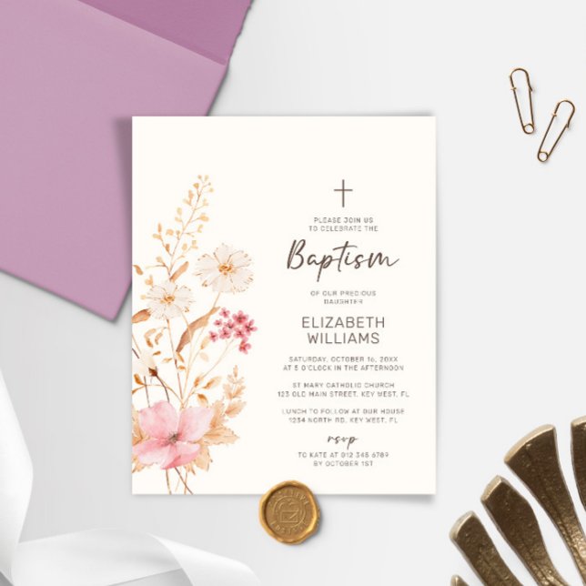 Lámina Invitación al bautismo en el jardín de flores silv (Subido por el creador)