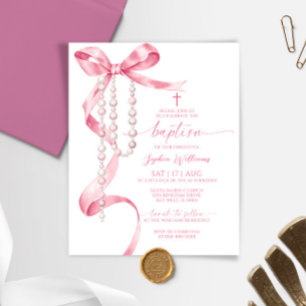 Lámina Invitación al bautismo rosado y rosado del presupu