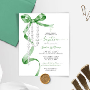 Lámina Invitación al Bautismo Verde y Rosario del Salto P