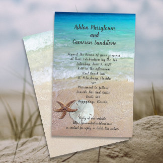 Lámina Invitación al Boda de arena del borde del mar