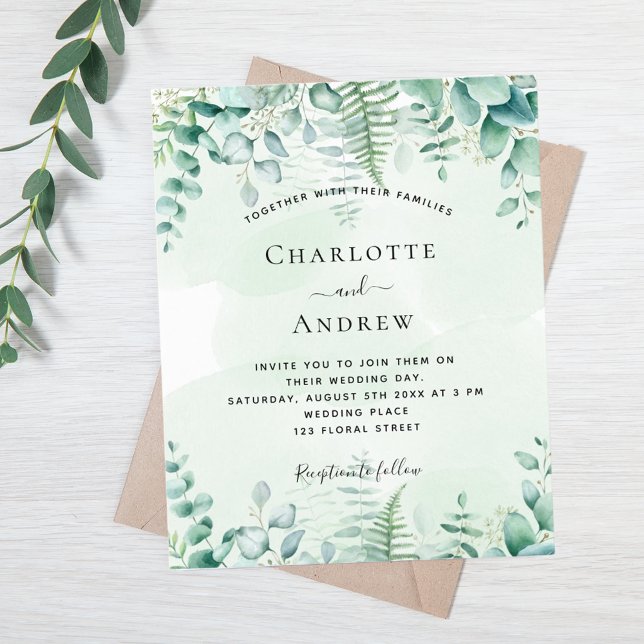 Lámina Invitación al boda presupuestario eucalyptus woodl (Subido por el creador)