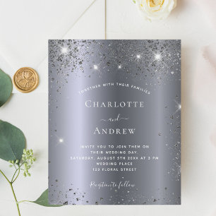 Lámina Invitación al brillo de plata del boda de presupue