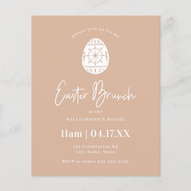 Lámina Invitación al brunch de Pascua de Huevo Rosado (Anverso)