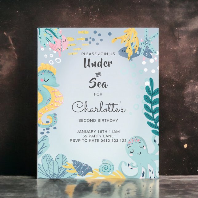 Lámina Invitación al caballito de mar "Bajo el mar" (Subido por el creador)